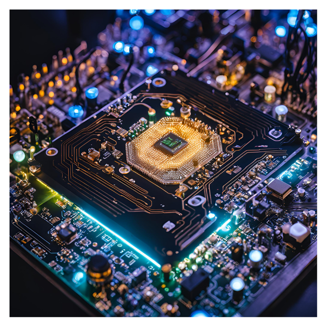 Futuristic AI Processor on Neon Circuit Board